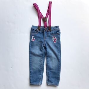 Baby B’gosh embroidered suspender jeggings EUC 2T